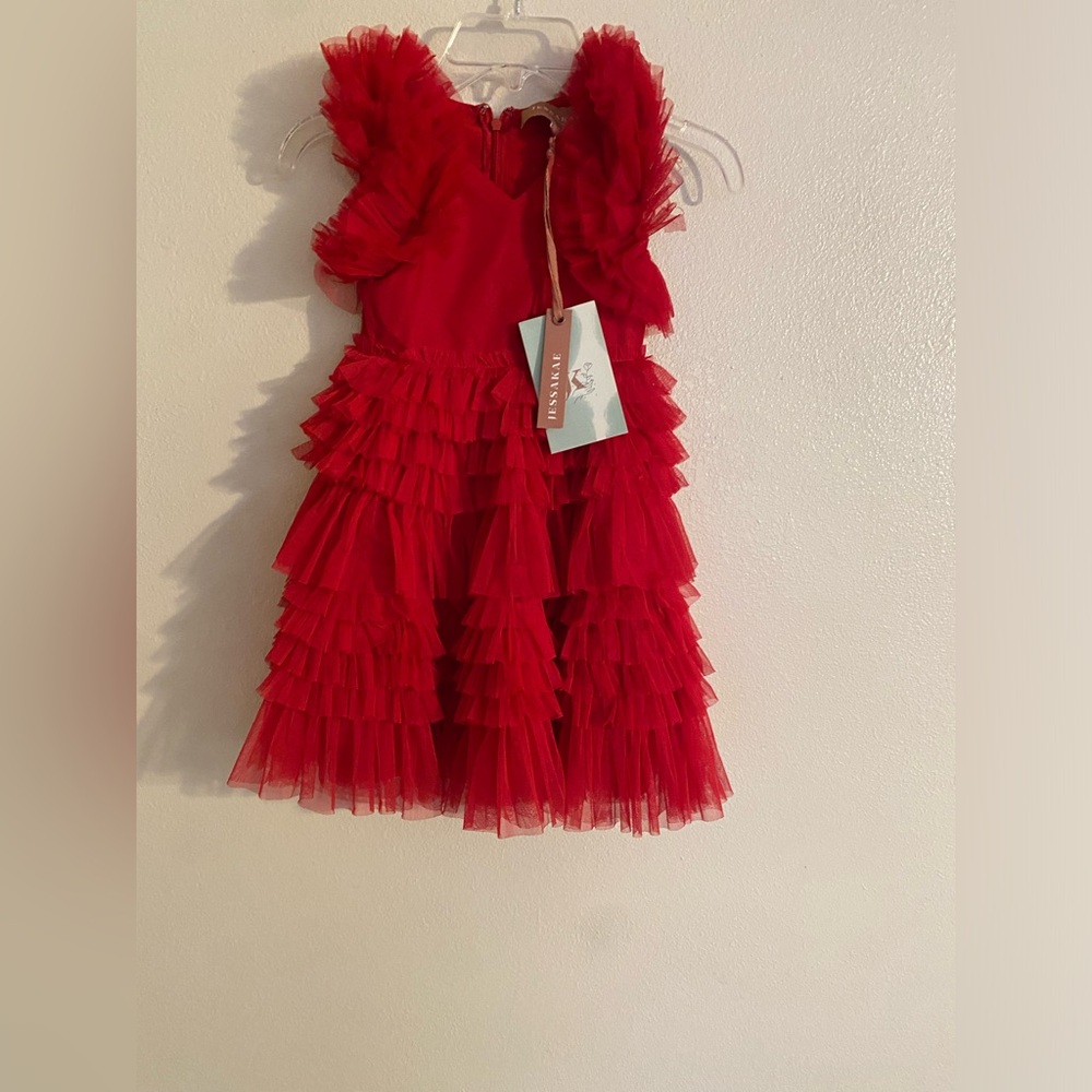 Red Ruffled Tulle Dress